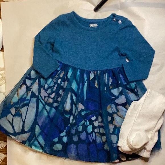 GYMBOREE GIRLS BLUE PURPLE WHITE TULLE DRESS SZ.12/18M - Picture 2 of 8